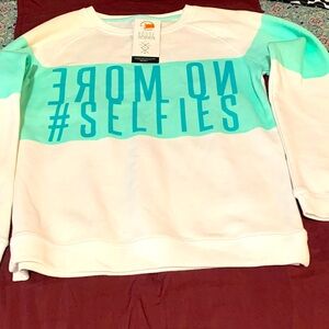No More Selfies Sweatshirt - White and Green